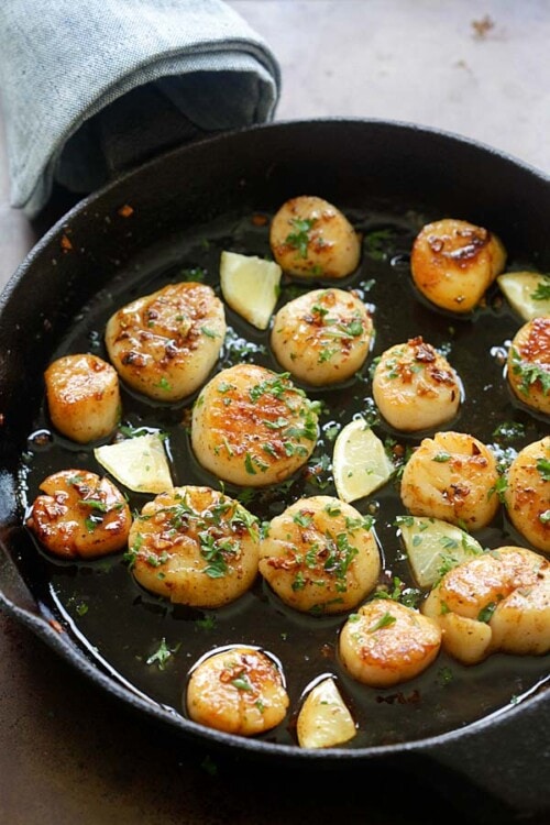 Brown Butter Honey Garlic Scallops - Rasa Malaysia