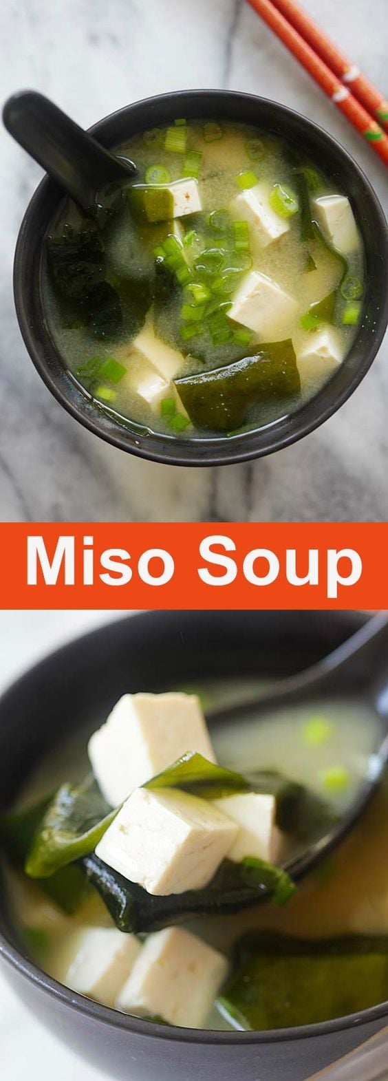 Soupe miso - Soupe japonaise faite avec de la pâte miso saine, du tofu, des algues et du bouillon dashi. Cette recette de soupe miso maison est authentique, facile et a meilleur goût que les restaurants | rasamalaysia.com