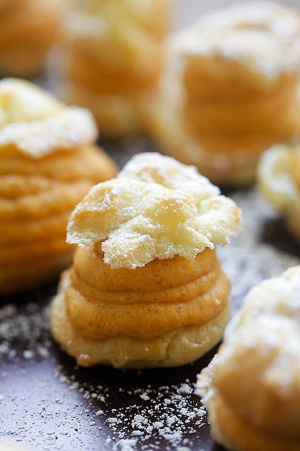 Thanksgiving pumpkin cream puffs interior.