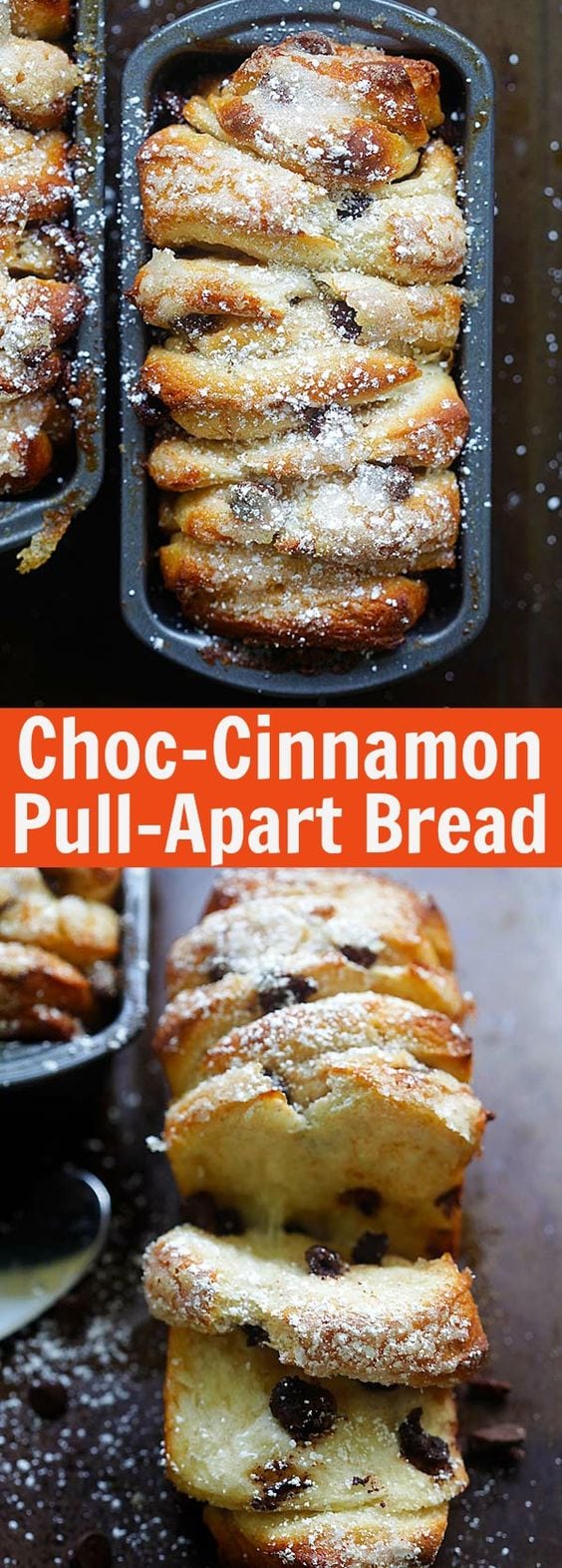 Chocolate-Cinnamon Pull-Apart Bread - Crazy delicious pull-apart bread loaded with chocolate chips and cinnamon. A must-bake | rasamalaysia.com