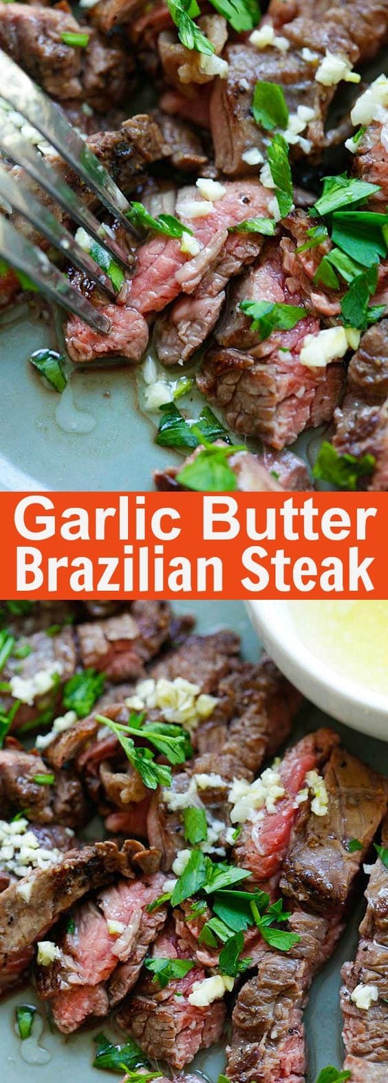 Garlic Butter Brazilian Steak – the juiciest and most tender steak with a golden garlic butter sauce. Takes 15 minutes and dinner is ready | rasamalaysia.com