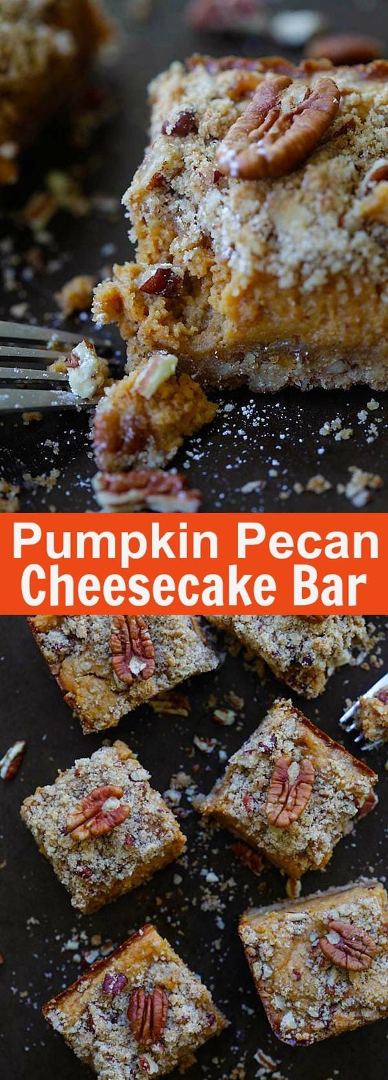 Pumpkin Pecan Cheesecake Bar - best cheesecake bar recipe ever with pumpkin and pecan. Creamy, sweet and perfect for holidays | rasamalaysia.com