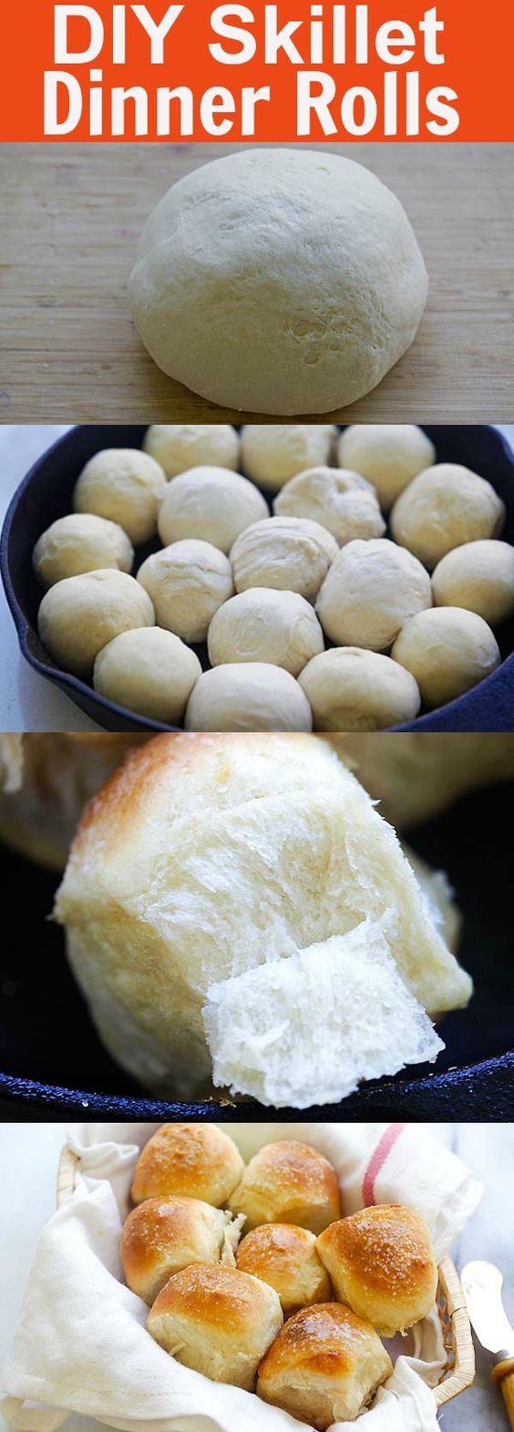 Skillet Dinner Rolls - easiest and best homemade dinner rolls on skillet. Much better than store-bought and takes 60 minutes | rasamalaysia.com