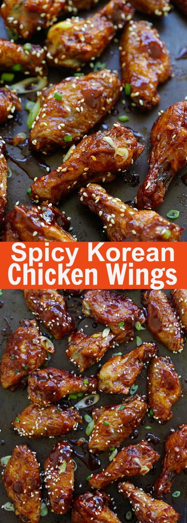 Spicy Korean Chicken Wings - crazy yummy baked Korean chicken wings with sweet and savory Korean red pepper sauce. Finger lickin' good! | rasamalaysia.com