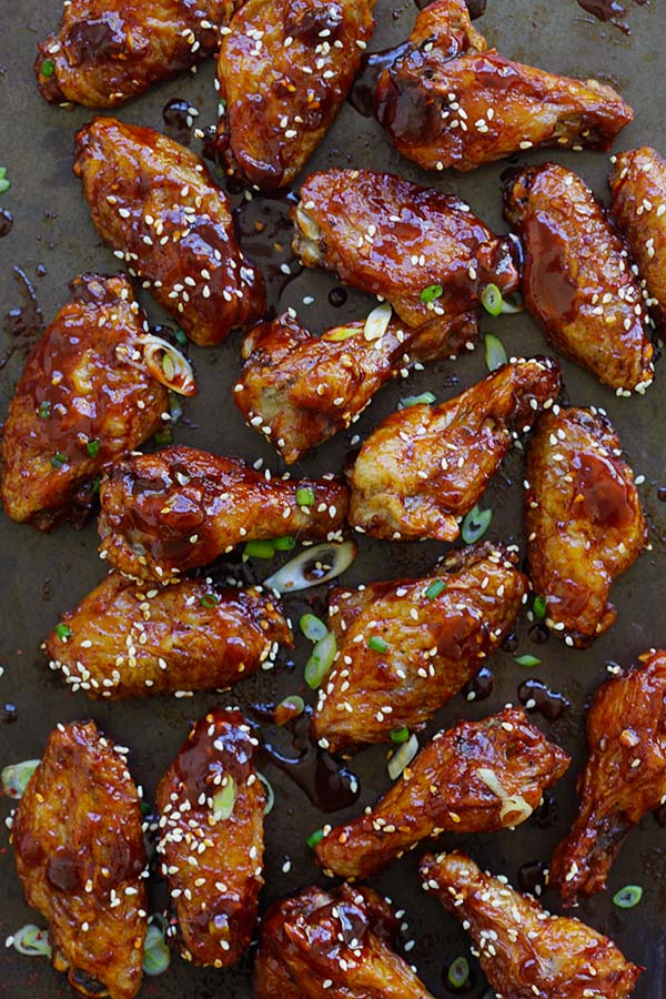 Baked spicy Korean chicken wings.