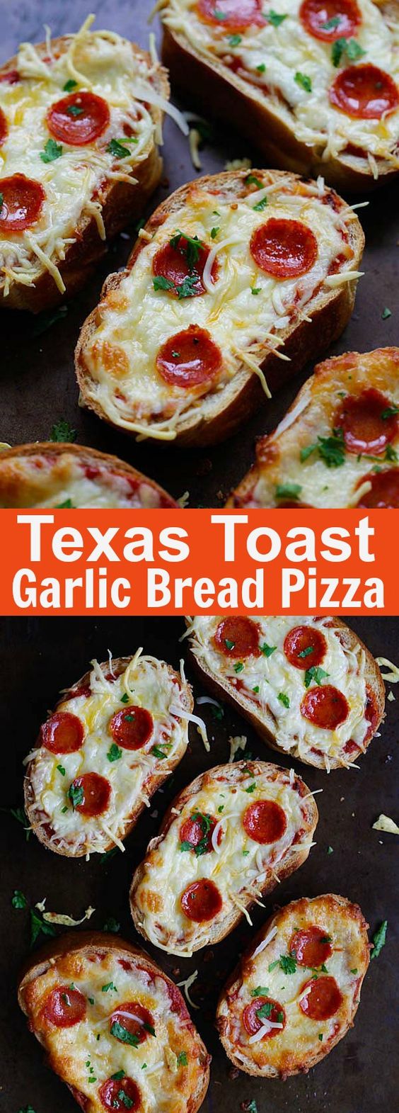 Texas Toast Garlic Bread Pizza – loaded with pizza sauce, mozzarella cheese and pepperoni, these addictive garlic bread pizza is a party favorite | rasamalaysia.com