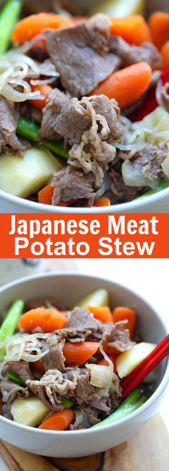 Japanese Meat and Potato Stew (Nikujaga) – hearty stew with meat and potatoes. This Japanese comfort food is delicious for colder months | rasamalaysia.com