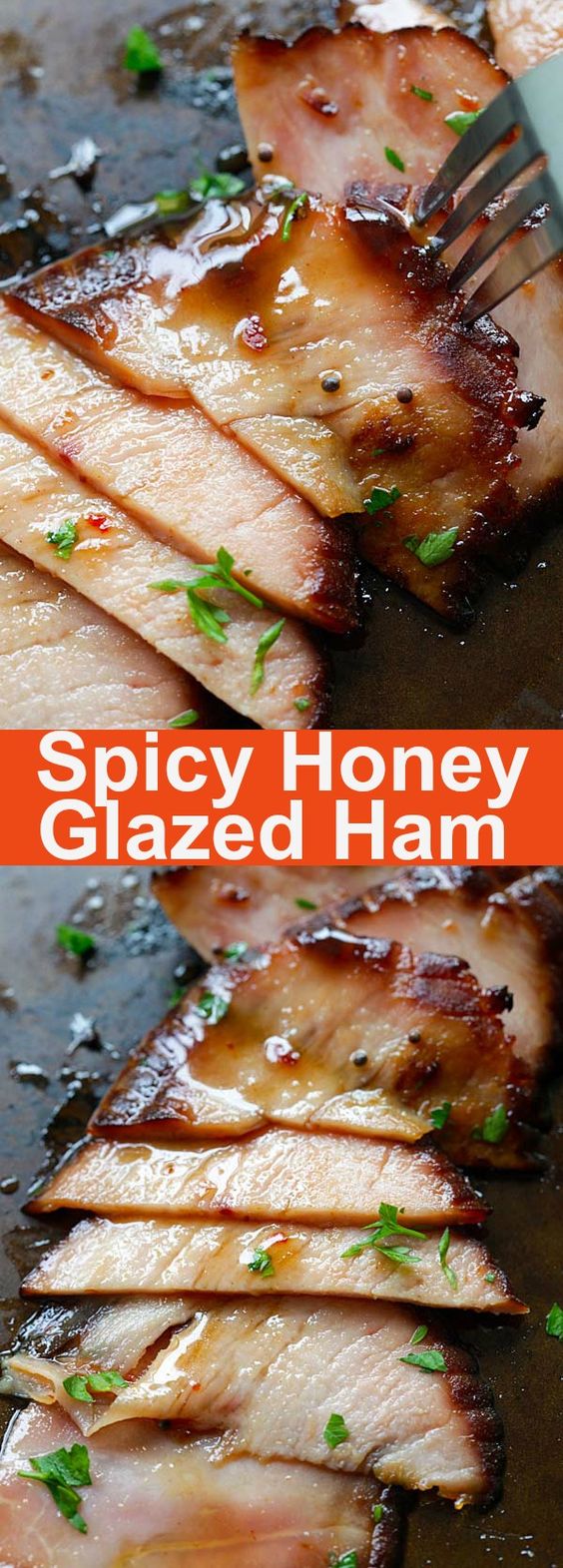 Spicy Honey Glazed Ham - complete your holiday dinner with this amazing glazed ham recipe in a sweet and sticky honey sauce. It's so easy to make and crazy delicious | rasamalaysia.com