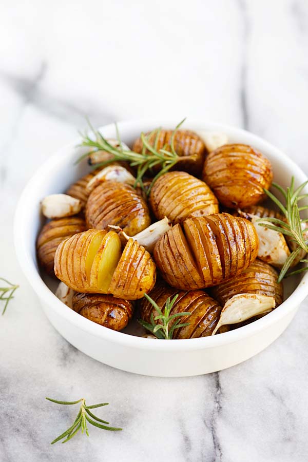 Honey balsamic roasted hasselback potatoes.