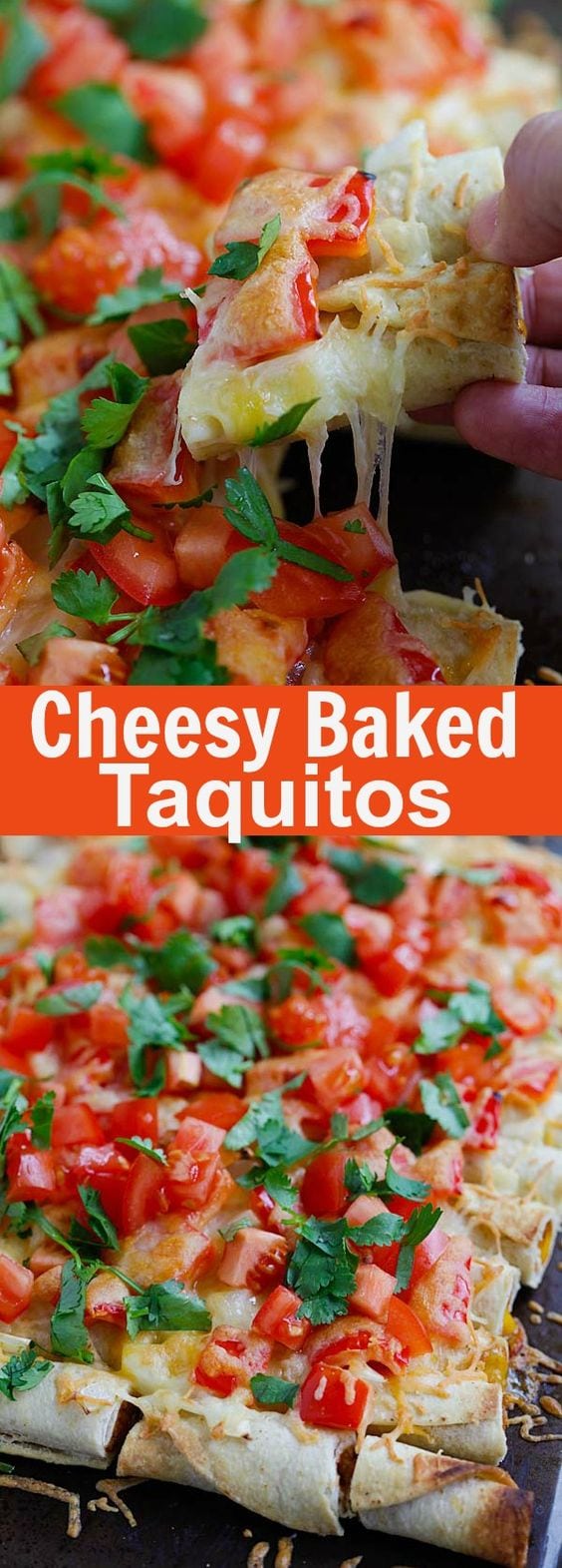Cheesy Baked Taquitos – the easiest baked taquitos ever, loaded with cheese. Takes 15 mins active time to make this amazing recipe | rasamalaysia.com