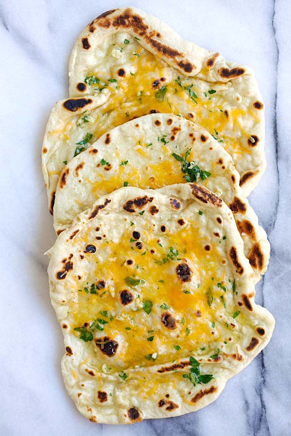 Easiest and most delicious cheesy garlic naan.
