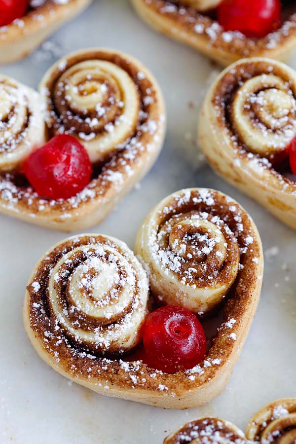 Heart Shaped Cinnamon Rolls