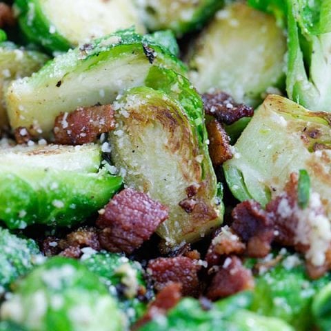 garlic parmesan and bacon brussels sprouts