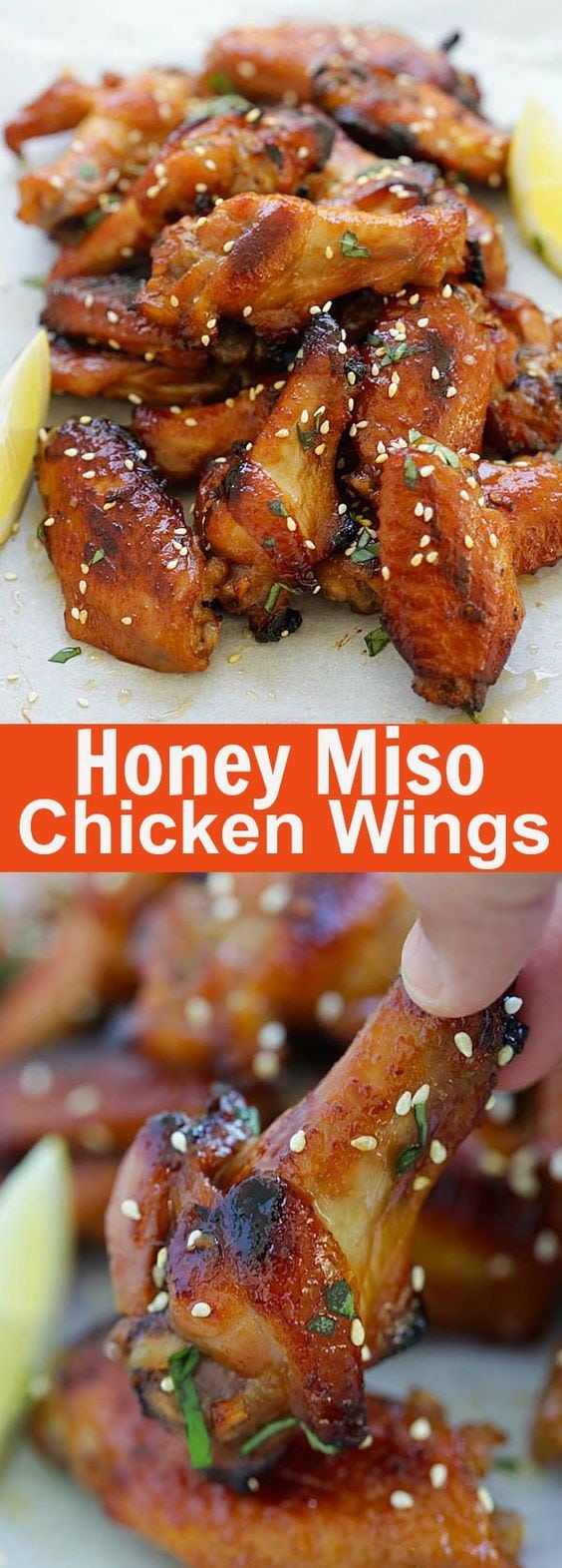 Honey Miso Chicken Wings - sweet and savory Japanese-flavored chicken wings with miso and honey. So good you can't stop eating | rasamalaysia.com