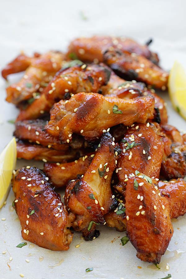 Easy and quick Japanese-flavored chicken wings with miso and honey.