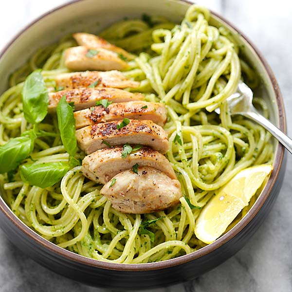 Pesto Pasta with Chicken - Rasa Malaysia