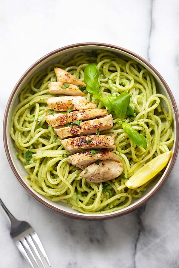 Pesto Pasta with Chicken - Rasa Malaysia