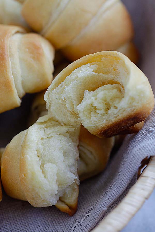 Easy and quick baked potato rolls with soft interior.