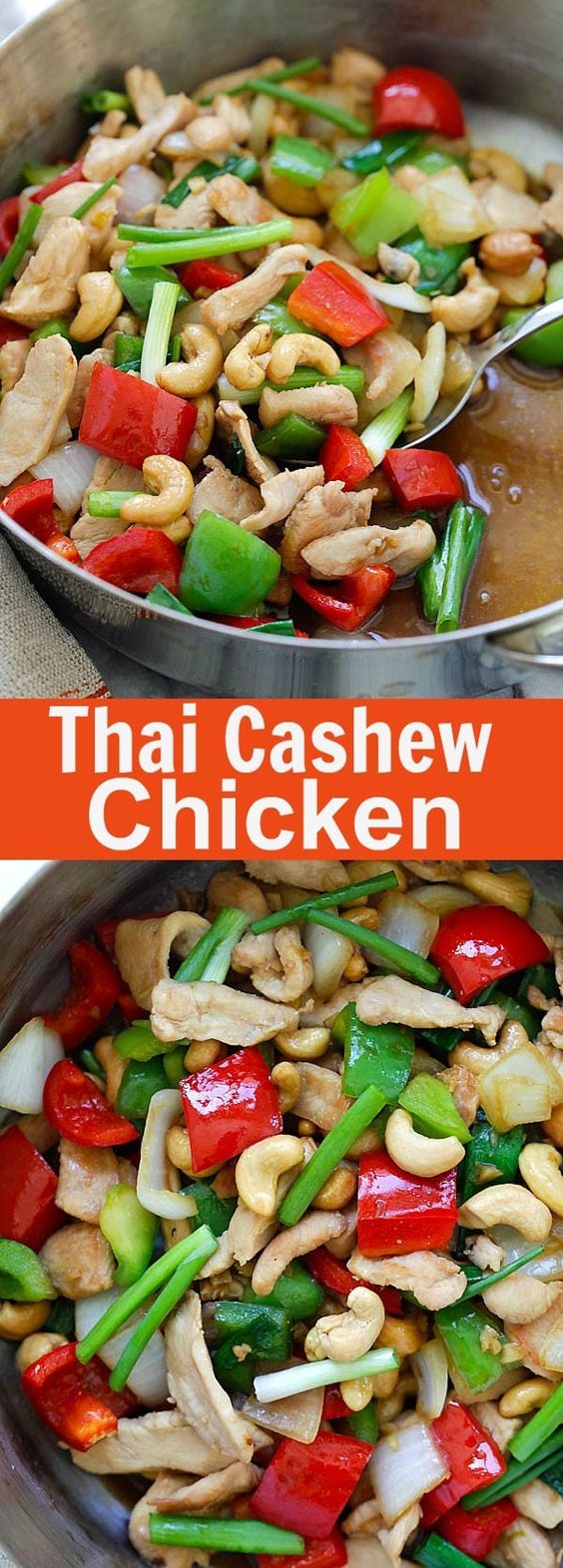 Thai Cashew Chicken - best Thai chicken stir-fry with cashew nuts and bell peppers. So easy to make, takes 20 mins and much better than restaurants | rasamalaysia.com