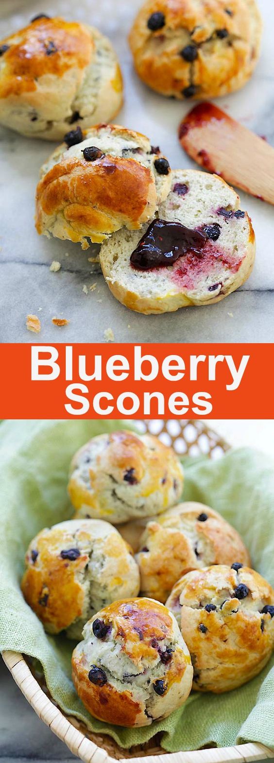 Blueberry Scones – soft, crumbly and sweet homemade scones loaded with fresh blueberries. Perfect as afternoon tea with a cup of tea or coffee | rasamalaysia.com