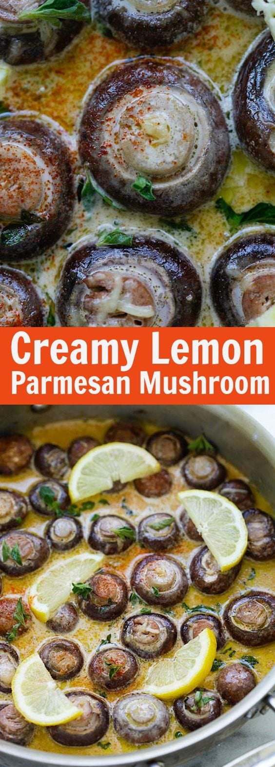 Creamy Lemon Parmesan Mushrooms – BEST mushrooms you’ll ever made. Soaked in a creamy, cheesy and lemony Parmesan sauce. Perfect recipe that takes 15 mins | rasamalaysia.com