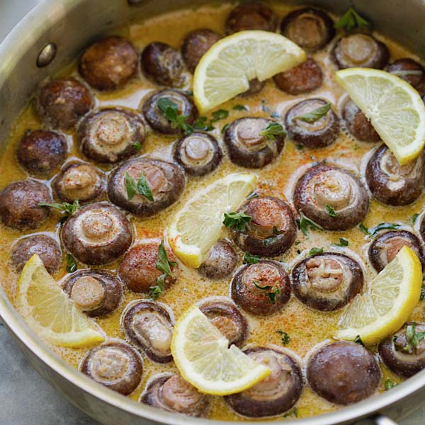 creamy lemon parmesan mushrooms