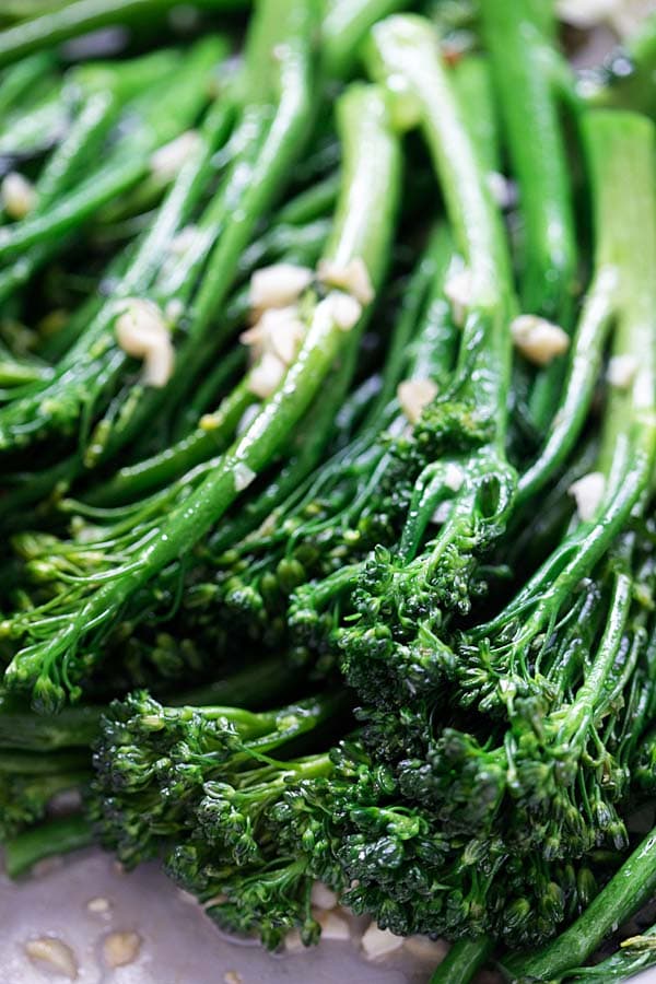 Broccolini with lemon and garlic.