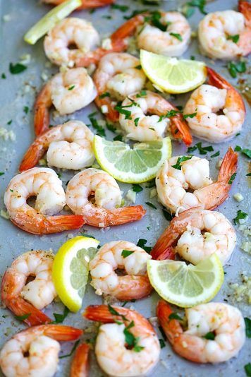 Sheet Pan Shrimp Scampi And Roasted Broccoli - Rasa Malaysia