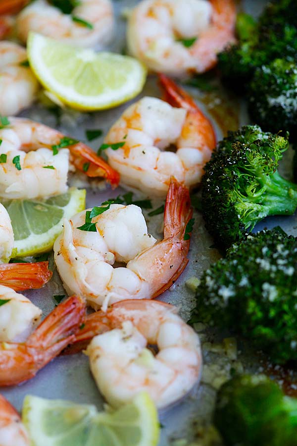 Sheet Pan Shrimp Scampi and Roasted Broccoli - Rasa Malaysia