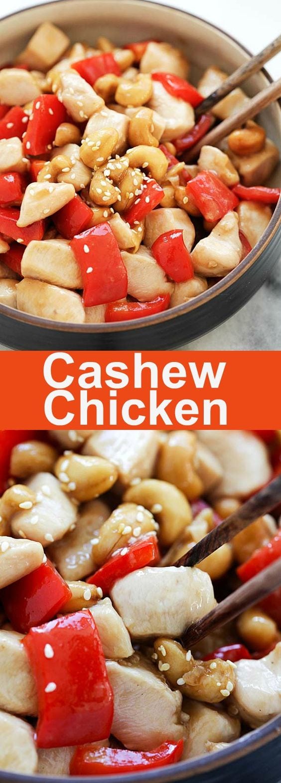 Cashew Chicken - delicious and easy cashew chicken recipe with tender and silky chicken in Chinese brown sauce. Homemade is so much better than takeout. | rasamalaysia.com