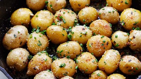 garlic chive butter roasted potatoes