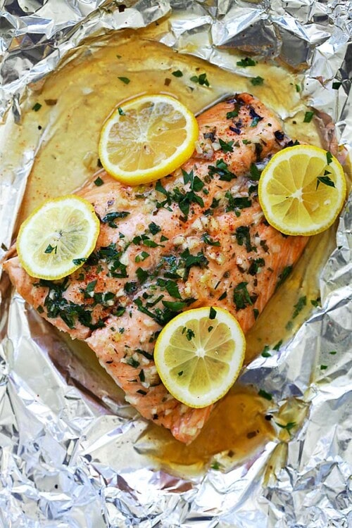 Garlic Lemon Butter Salmon - Rasa Malaysia