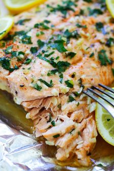 Garlic Lemon Butter Salmon - Rasa Malaysia