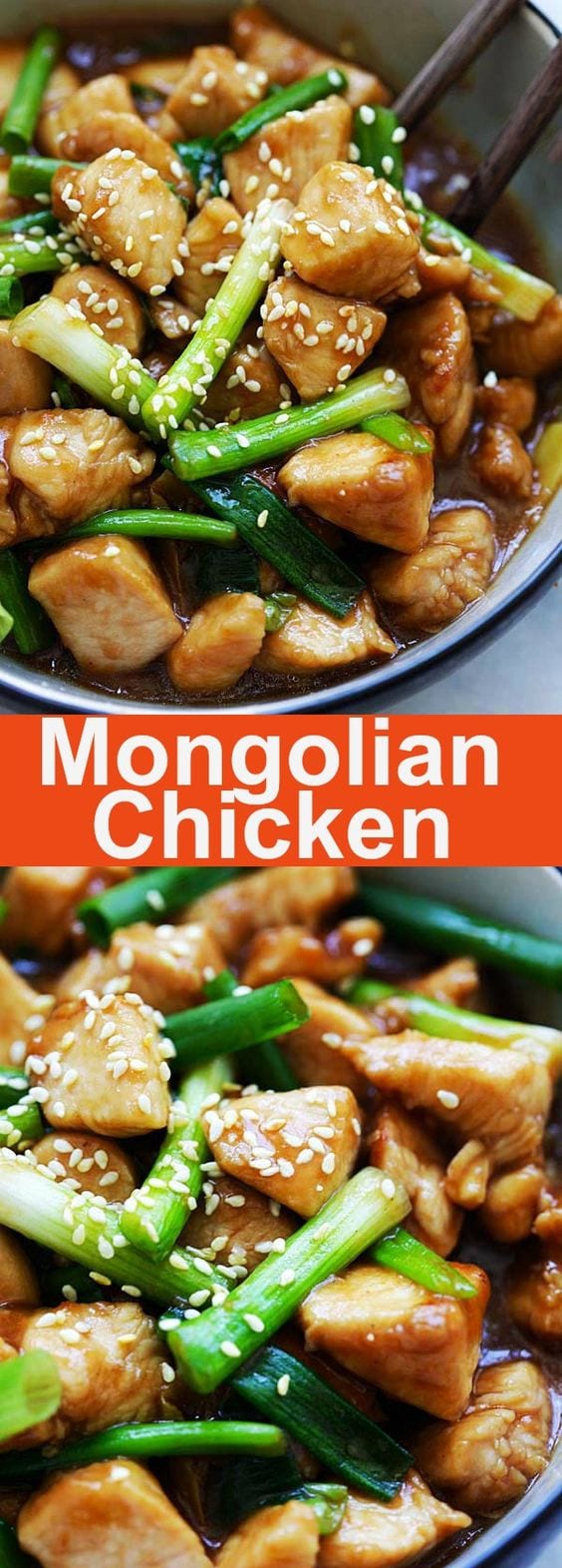 Mongolian Chicken – tender and juicy Chinese chicken stir-fry with scallions and brown sauce. This Mongolian Chicken recipe is so much better than takeout | rasamalaysia.com