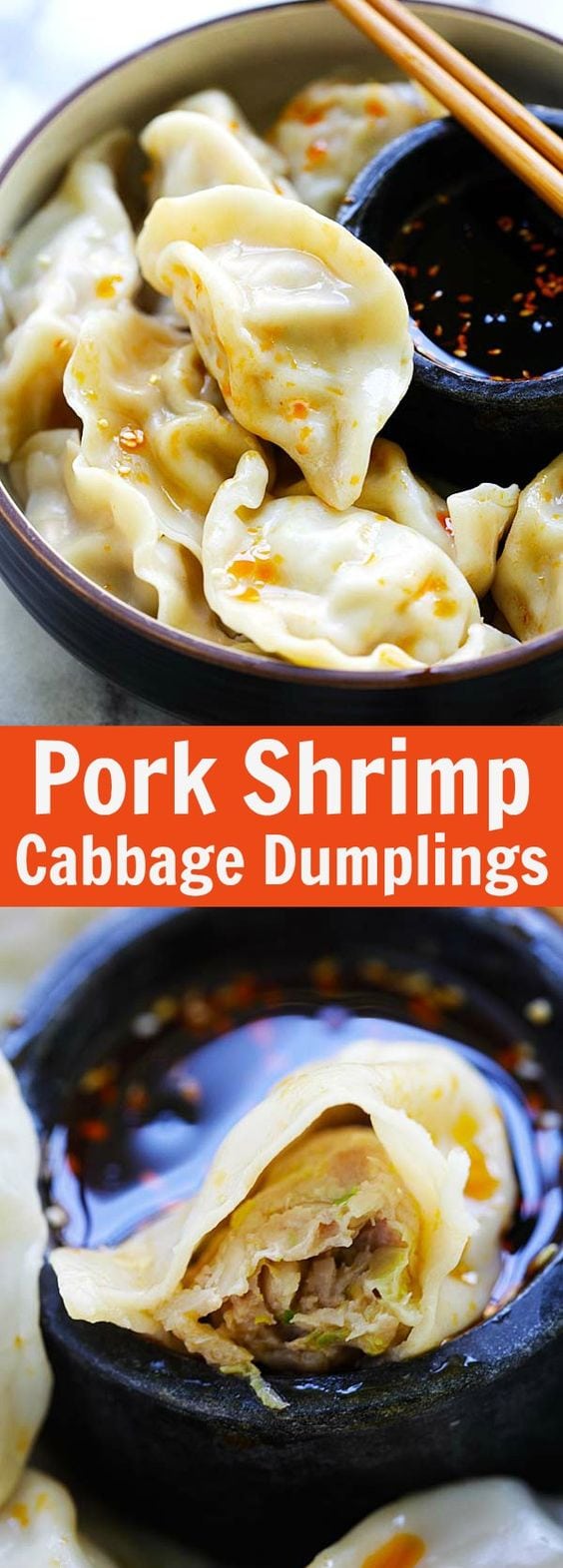 Pork Shrimp and Napa Cabbage Dumplings – juicy dumplings filled with pork, shrimp and napa cabbage. The easiest homemade dumplings recipe ever | rasamalaysia.com