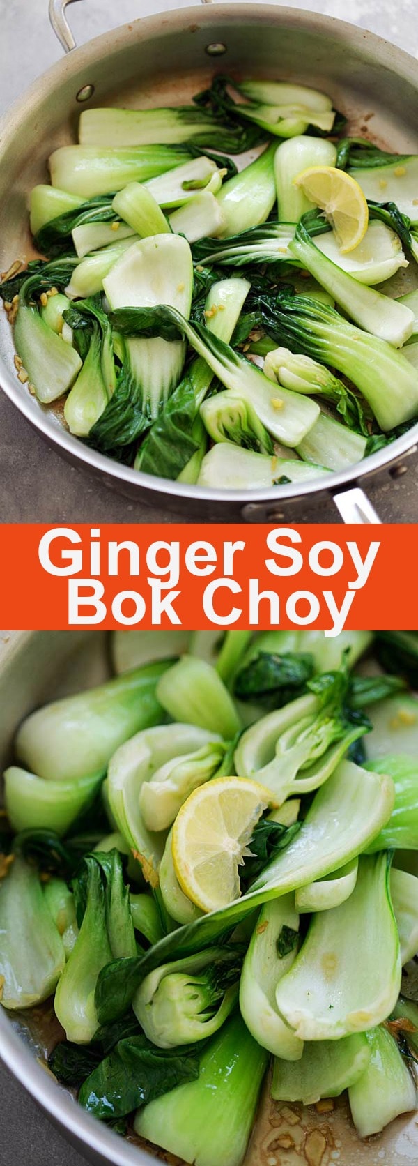 Ginger Soy Bok Choy - the easiest and healthiest bok choy recipe ever. Calls for only 5 ingredients and 10 minutes to make. It's so delicious | rasamalaysia.com