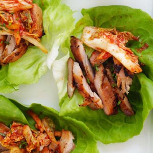 Korean BBQ Chicken Kimchi Lettuce Wraps