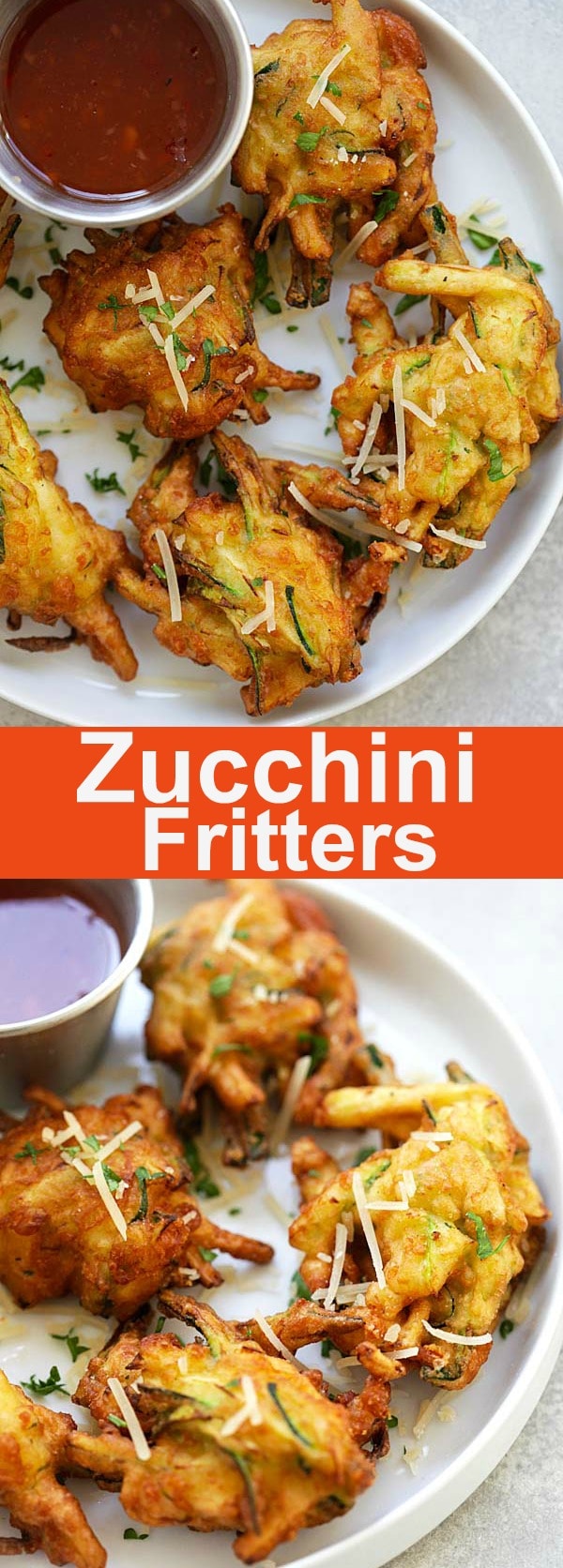 Zucchini Fritters - the easiest and most delicious zucchini fritters recipe you'll find online. Crispy and loaded with zucchini, so good | rasamalaysia.com