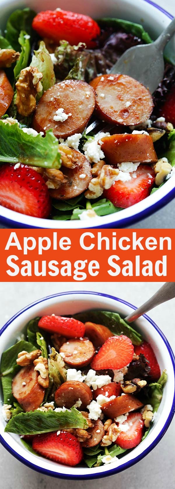 Apple Chicken Sausage Salad - healthy and refreshing salad loaded with apple chicken sausage, so good that even the pickiest eater loves it | rasamalaysia.com