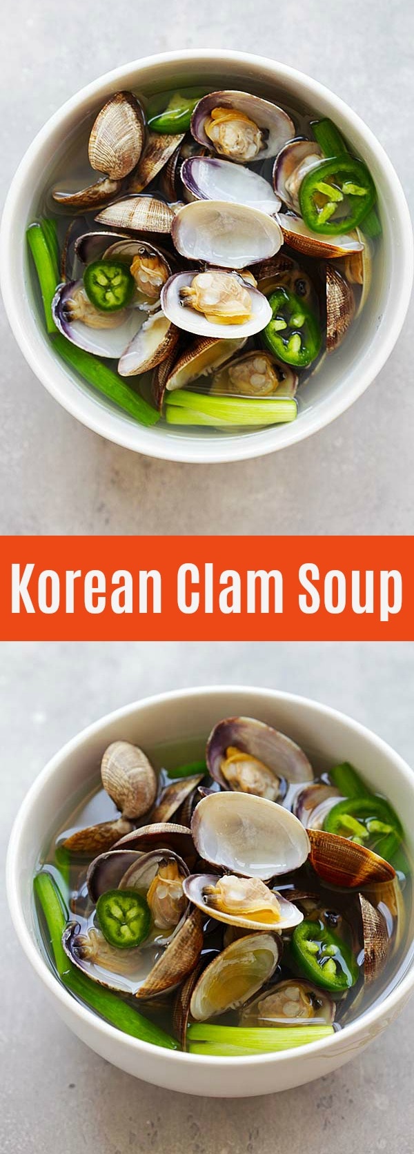 Korean Clam Soup - savory and briny clam soup with jalapeno and garlic. Easy recipe that takes only 10 minutes to make and so delicious | rasamalaysia.com