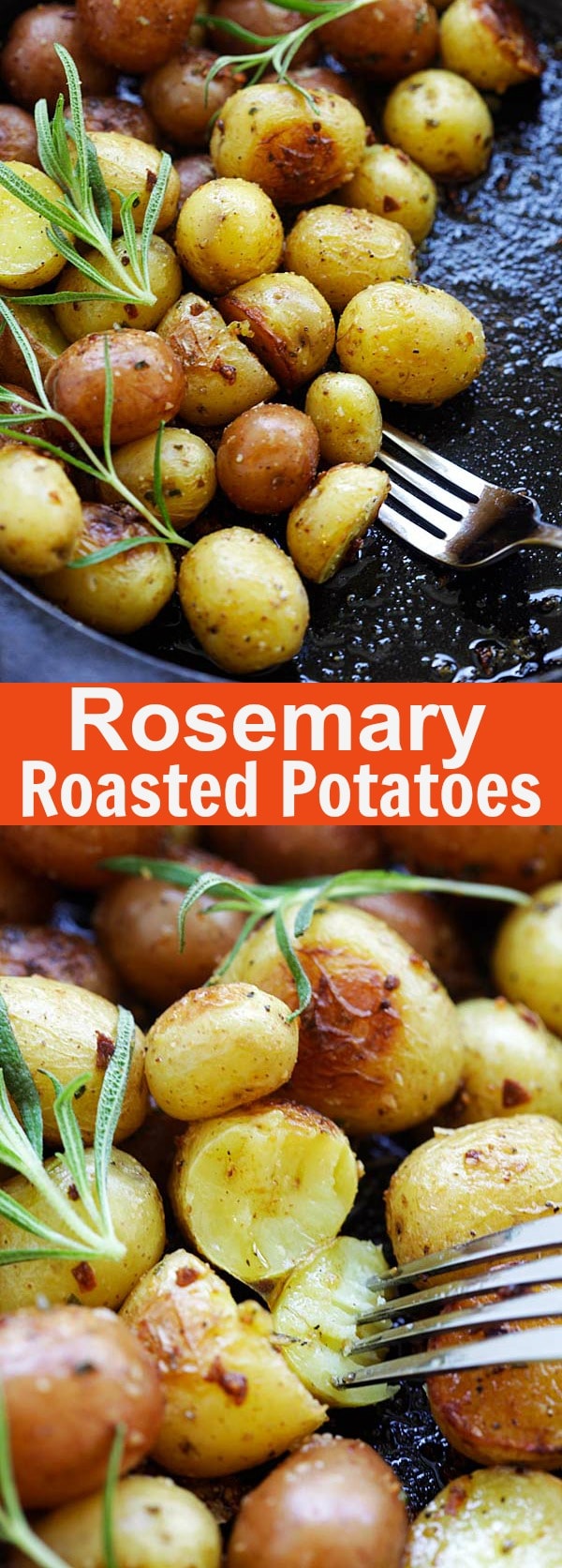Rosemary Roasted Potatoes - the easiest and best roasted potatoes with garlic, rosemary and butter. A perfect side dish for everything | rasamalaysia.com