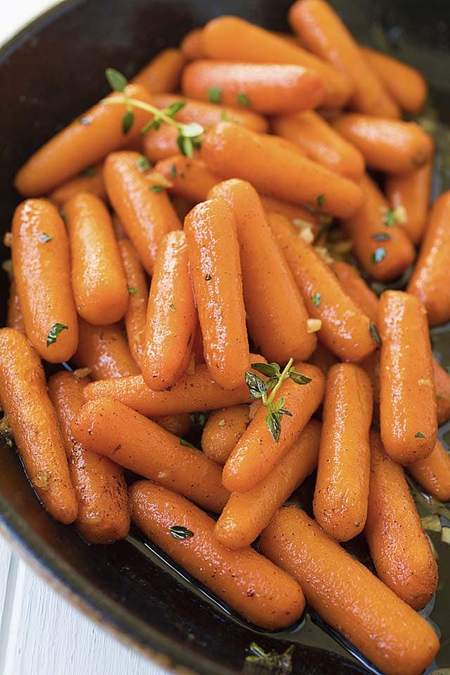 Maple roasted carrots with brown butter.