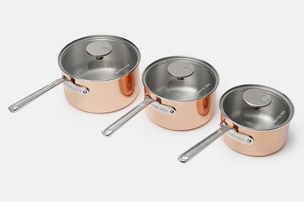 Mauviel Sauce Pans in different sizes.