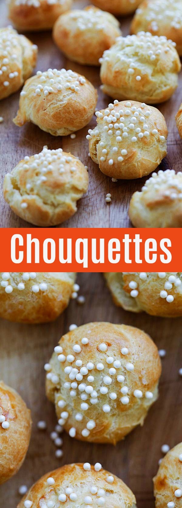 Chouquettes - eggy and pillowy choux pastry covered with sugar. These French cream puffs are so addictive and great with coffee or tea | rasamalaysia.com