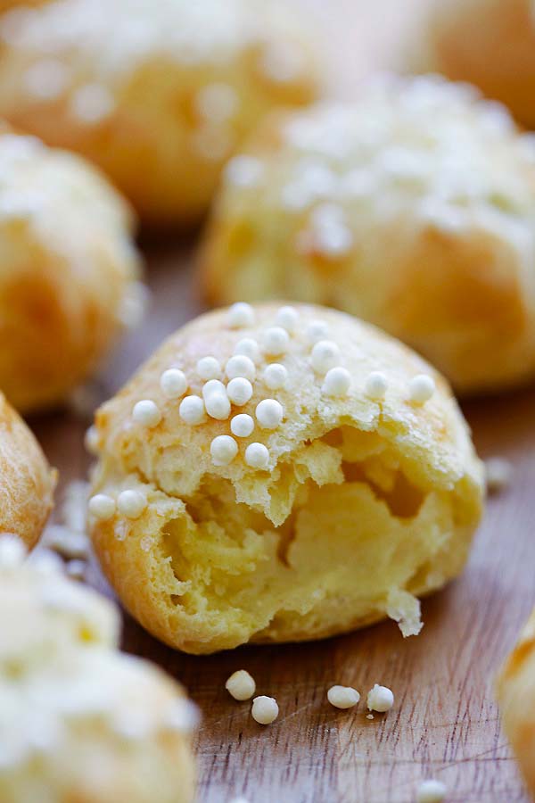 Easy homemade Chouquettes, ready to serve.