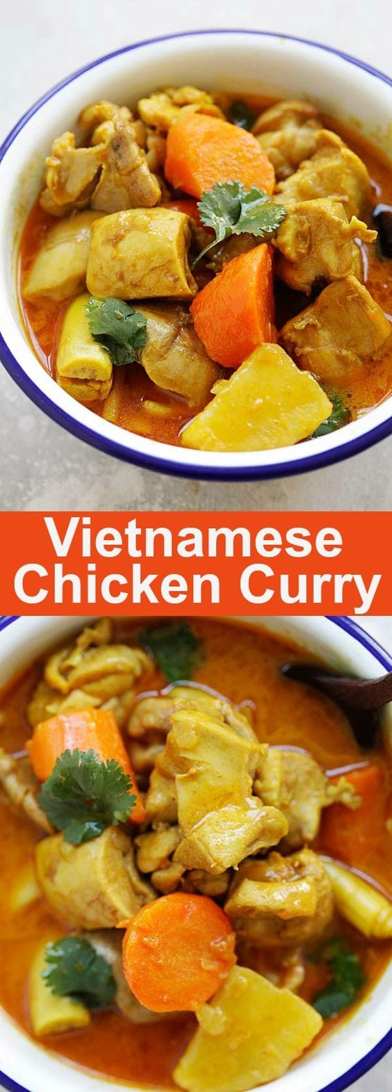 Vietnamese Chicken Curry - best Ca Ri Ga recipe ever, with tender chicken, rich curry with potatoes and carrots. This chicken curry is so good | rasamalaysia.com