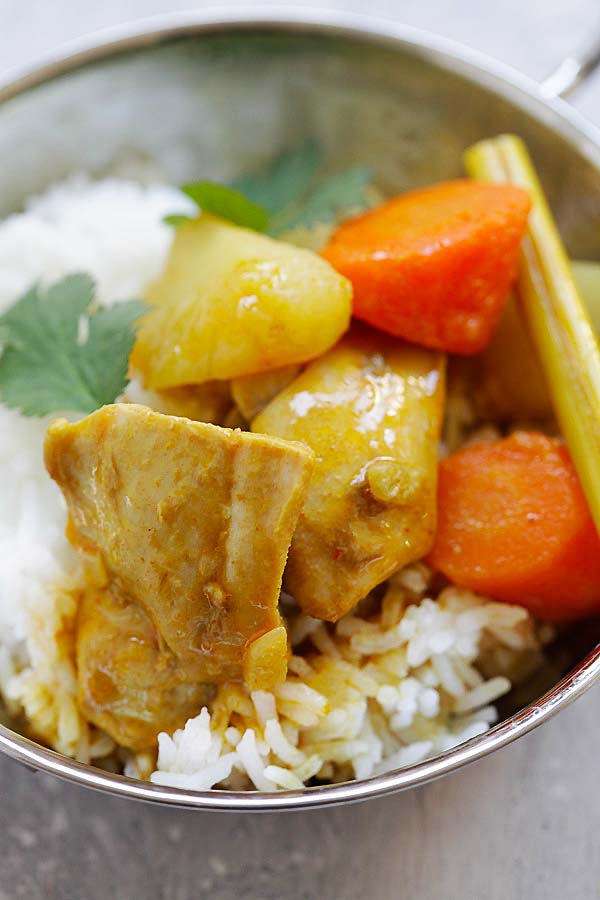 Vietnamese Chicken Curry served with steamed rice.