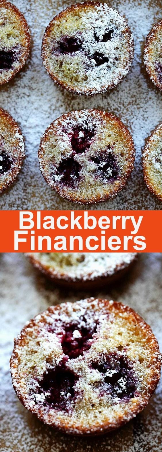 Blackberry Financiers - buttery, moist and rich French cake with blackberries. Homemade financiers are great with tea or coffee. So good | rasamalaysia.com