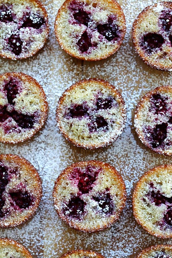 Buttery, moist and rich French cake with blackberries.