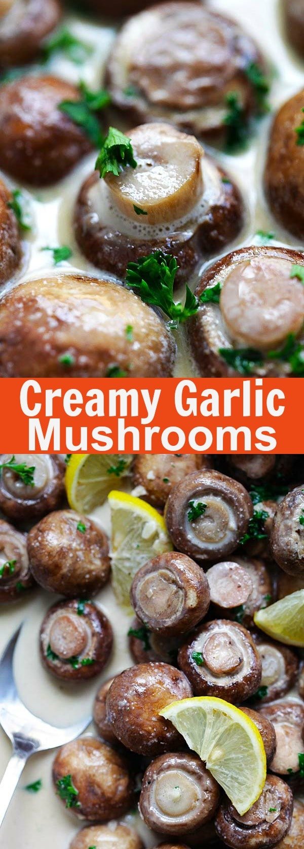 Creamy Garlic Mushrooms - quick and easy mushrooms with rich and creamy garlic sauce. This can be a side dish or a main entree with pasta | rasamalaysia.com